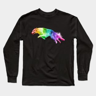 Running Rainbow Borzoi Dog Long Sleeve T-Shirt